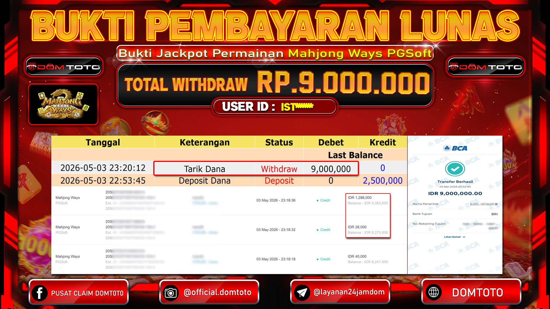 JACKPOT SLOT Mahjong Ways PGSoft 03 MAY 2026